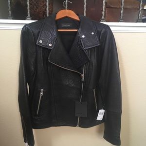 Mackage Pebbled Leather Lisa Moto Jacket